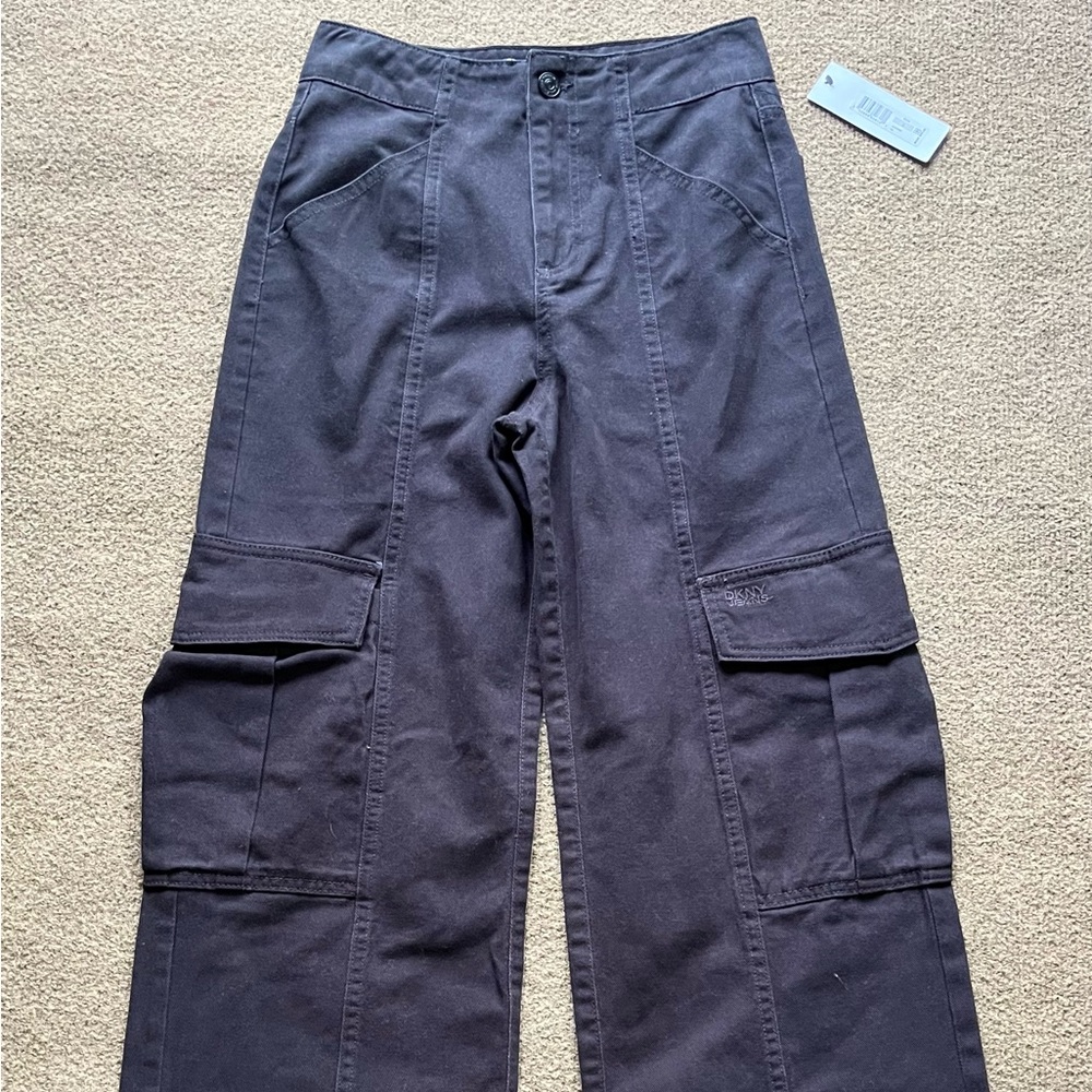 DKNY Black Cargo Wide-Leg Pants
